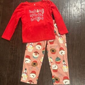 Baking Spirits Bright fleece holiday pajamas Carter's girls 7 Christmas pjs